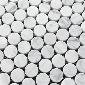 Bianco Carrara weiß geschliffene 3\/4 Penny Runden Mosaikfliese